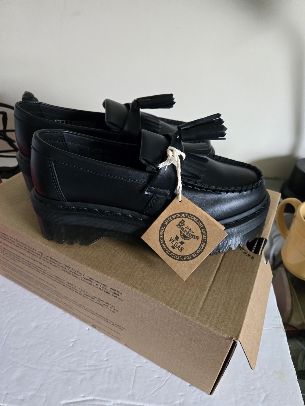 Dr. Martens Black Tassel Loafers Womens 5 M Mens 6 M NEW